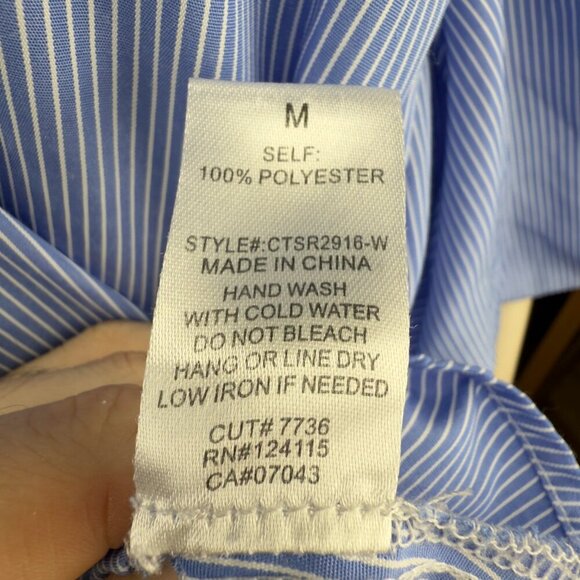 SOPHIE RUE ANTHRO Sailor chic Puff Sleeve Pinstripe Blue White OffShoulder Top M - Picture 5 of 6